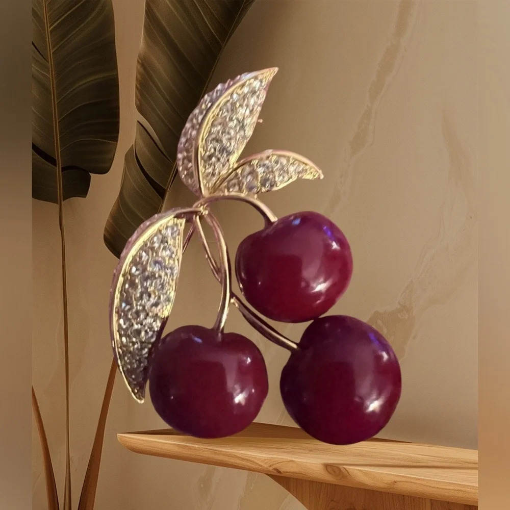 Joan Rivers Cherries Brooch